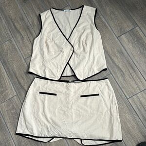 Fashion Nova Beige and Black Pencil Skort and Vest. Size 2X.